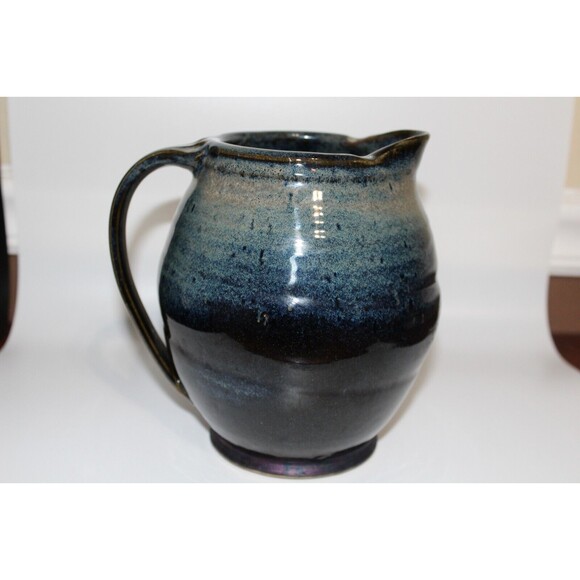 Garold Amsberry Midnight Sun Art Pottery 7" Blue Pitcher Vase Hand Thrown 1.5L - Picture 3 of 7
